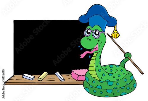 Snake teacher with blackboard