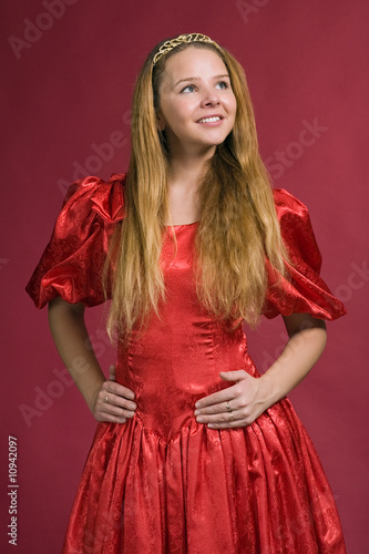 beautiful  girl in red dress