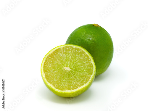 Green Lemon on white background
