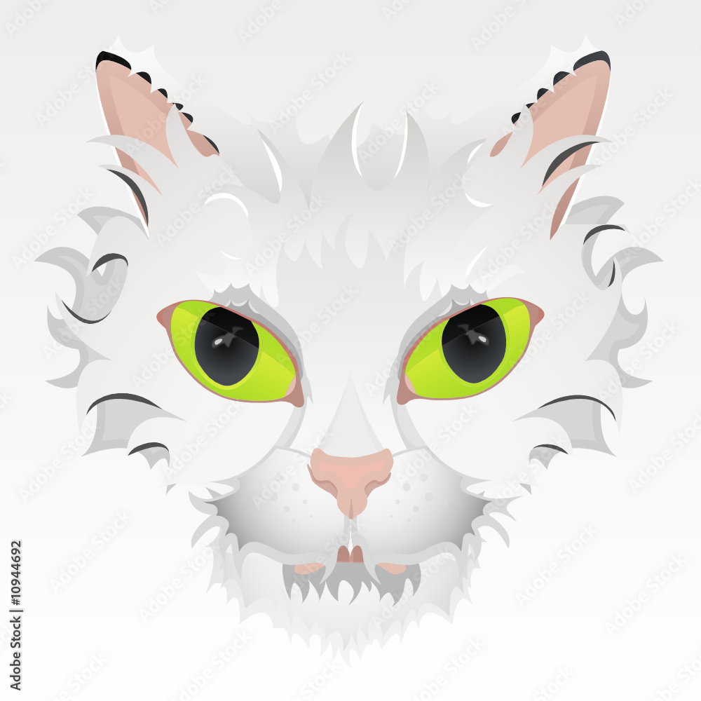 Big green eyes cat face illustration
