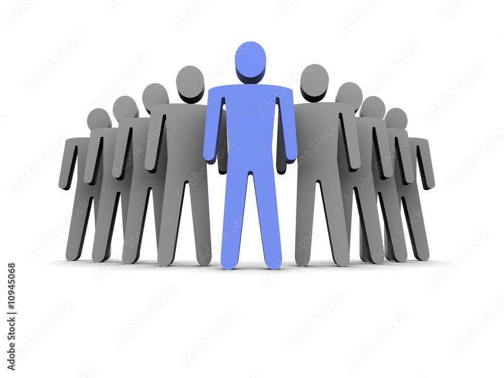 Leader and his team. 3D rendered image. Leader and his team. 3D rendered image.