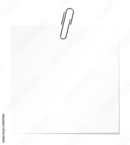 Blank note paper with paper clip