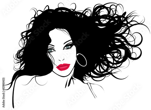 sexy woman with flying hair