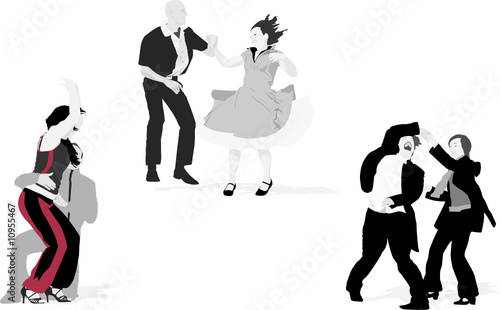 three couples dancing, vector collection