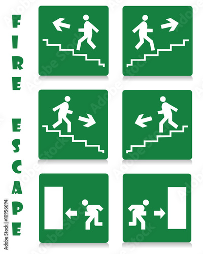 Emergency fire escape signs