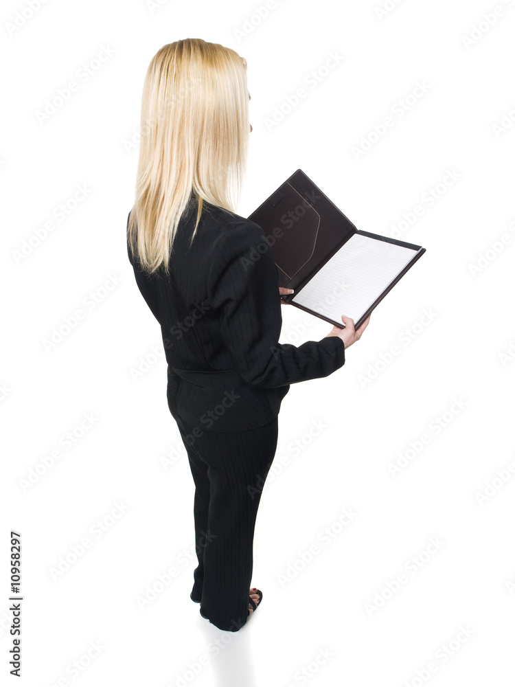 businesswoman - reading notepad