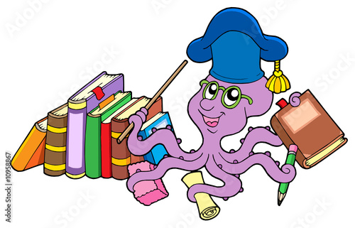 Octopus teacher with books