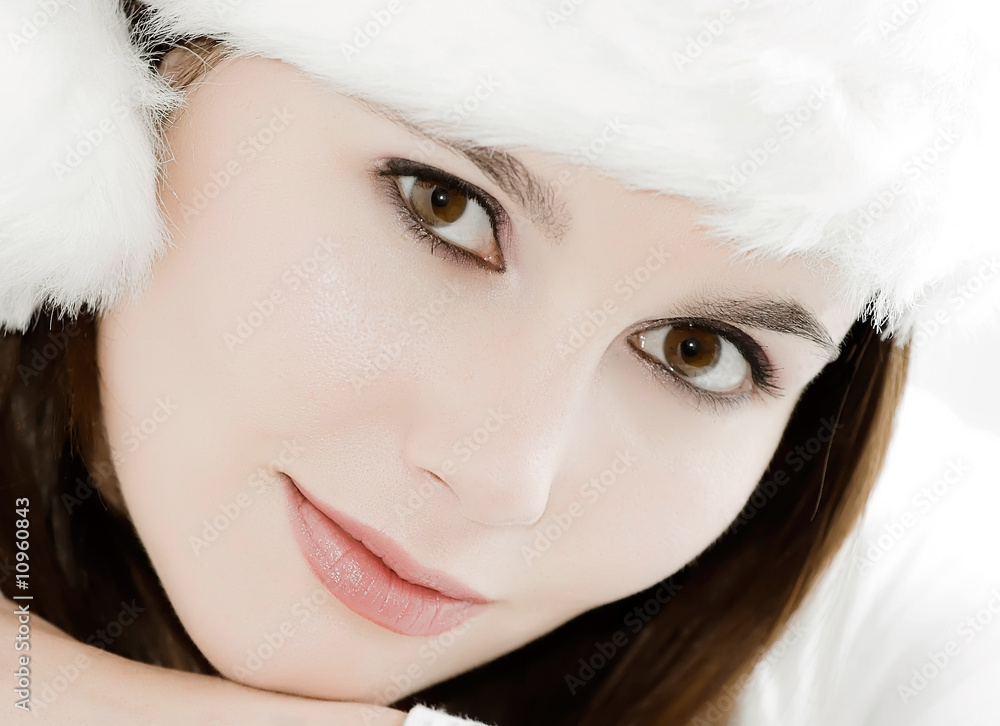 winter portrait of a smiling woman winter portrait of a smiling woman