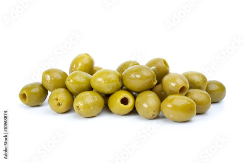 Фотография Pile of  green pitted olives