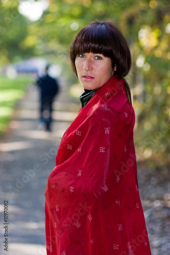 Girl in park in autumn