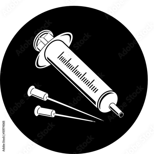 Vector syringe icon. Black and white. Simply change.