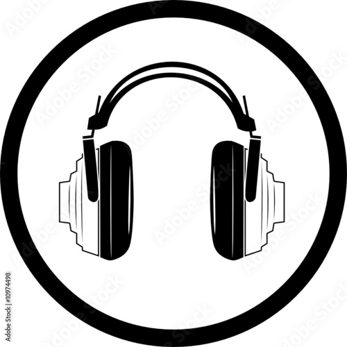 Vector headphones icon. Black and white. Simply change.