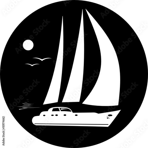 Vector yacht icon. Black and white. Simply change.