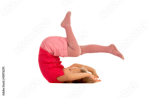 young girl doing a somersault