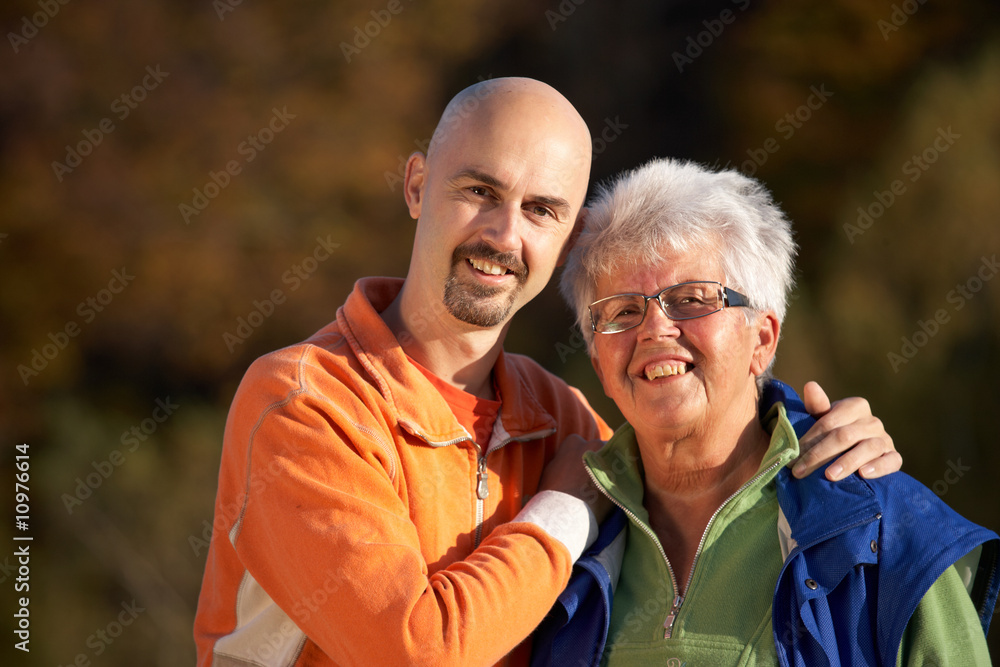 portrait mother and son in autumn portrait mother and son in autumn