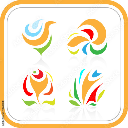 Vector abstract internet icons. Orange set. Simply change.