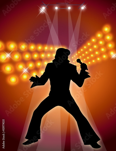 Singer Performing On Disco Light Background