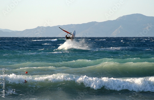 Jumping windsurfer