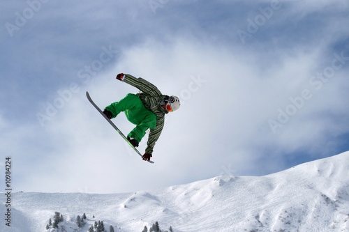 Snowboarder performing freestyle element