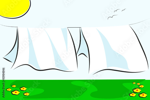 laundry - sheets drying in the sun