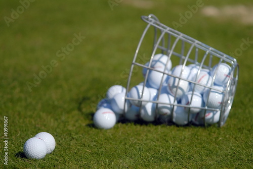 Fallen basket with balls for golf