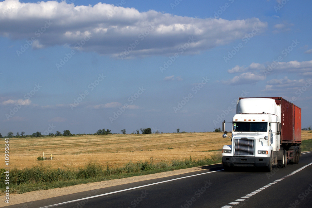 White truck with a trailer White truck with a trailer