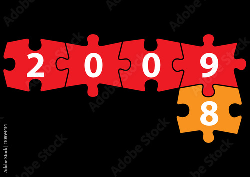 2009 Puzzle Blocks with 8 on Black Background