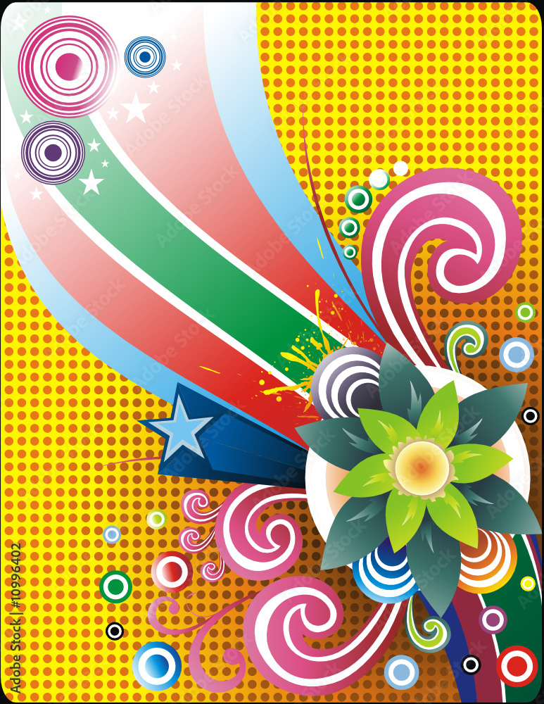 Fantasy shapes and flowers vector composition