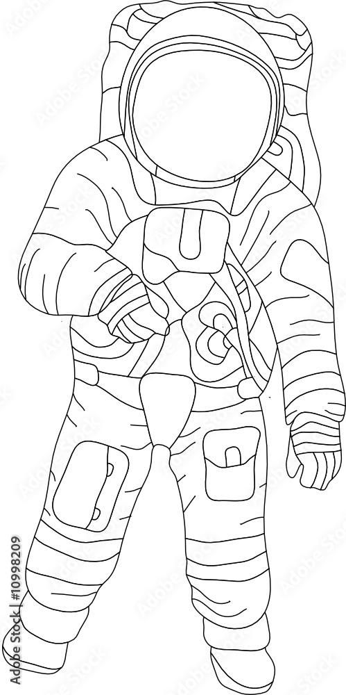 vector - contour spaceman isolated on white background vector - contour spaceman isolated on white background