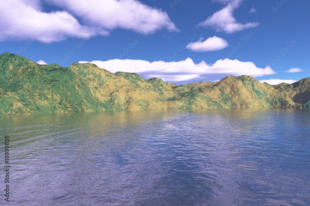 water and hills