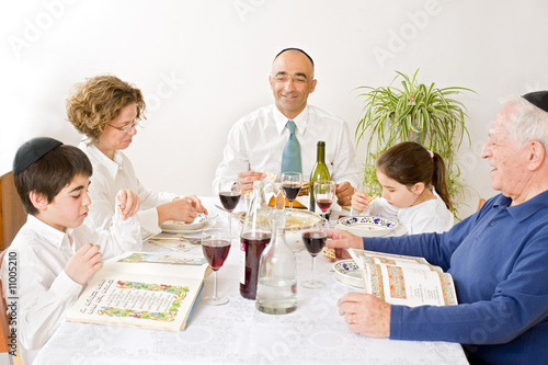 jewish family celebrating passover