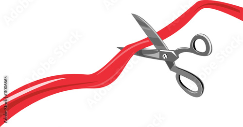 Scissors cutting ribbon photo