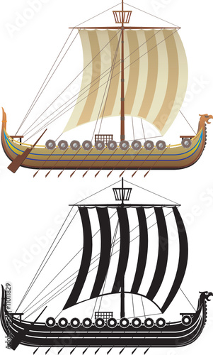 The Viking ship. The full version and a contour