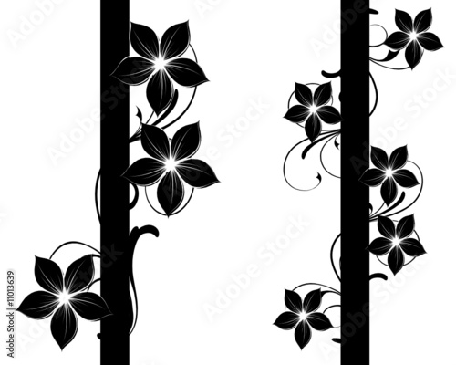 deux barre floral noir et blanc