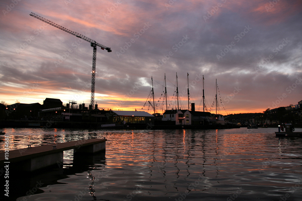 Harbor sunset in Bristol