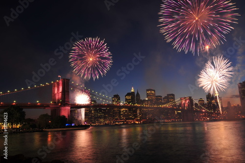 Brooklyn bridge and Fireworks