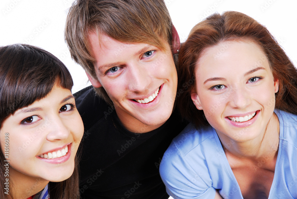 Portrait of fun three students Portrait of fun three students