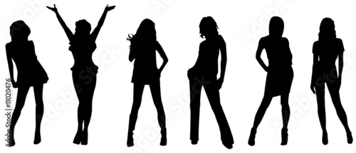 Vector girls silhouettes