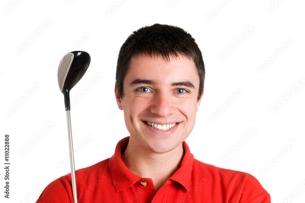 Smiling golf player