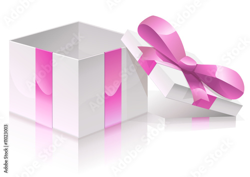 Cadeau au ruban rose ouvert (reflet)