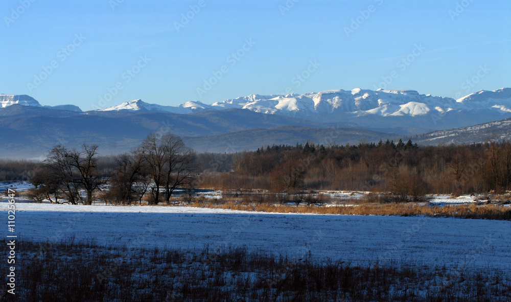 Caucasiann mountains winter landscape