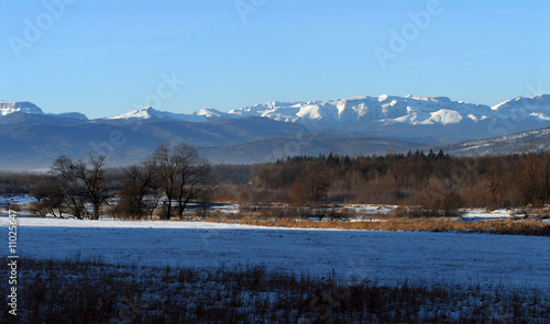 Caucasiann mountains winter landscape