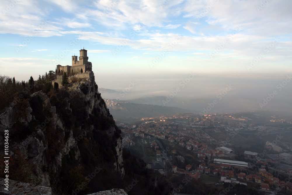 The castle on a mountain in San-Marino