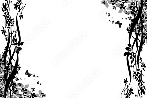 floral noir et pappillon bordure