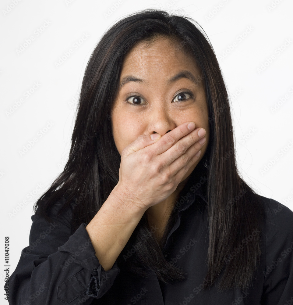 Vietnamese woman surprised Vietnamese woman surprised