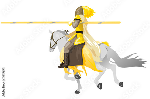 cavaliere medioevale su cavallo bianco