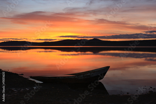 Lake Zyuratkul, decline. Southern Urals Mountains.