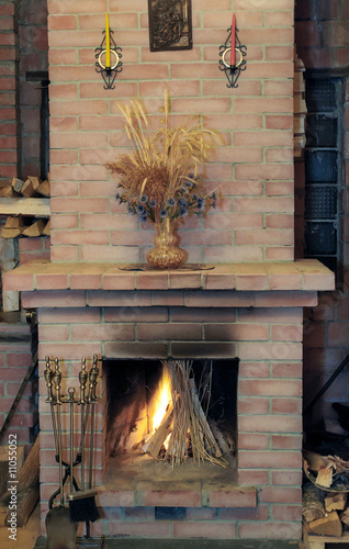 Fireplace in village house
