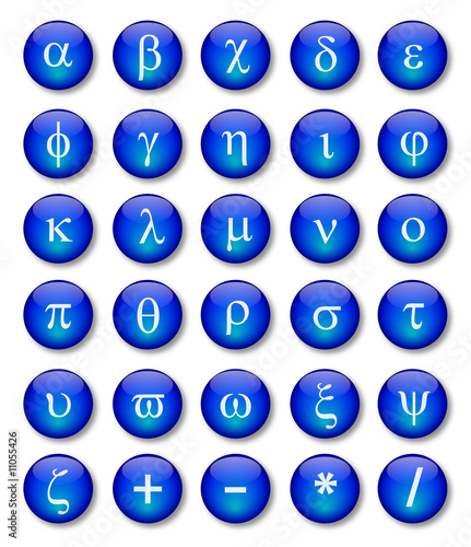 Fotografie Greek Alphabet (lower case) Button Poster - Blue