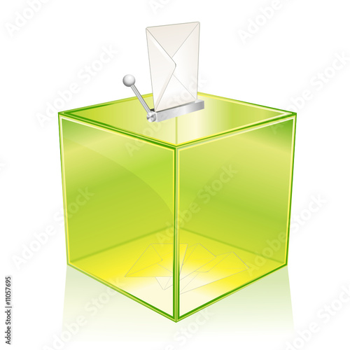 Transparent green ballot box